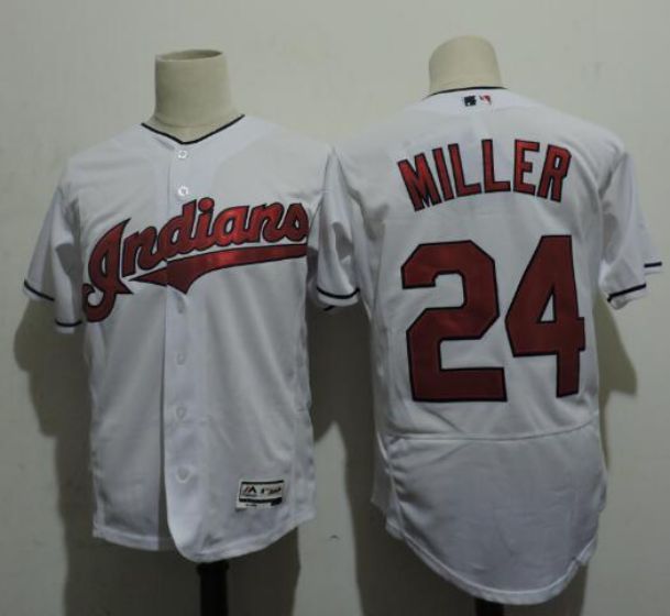 Men Cleveland Indians 24 MILLER White Elite MLB Jerseys